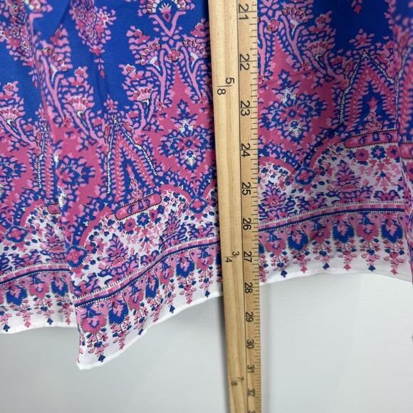 Talbots Top Womens X Multi Floral Short Sleeve Popover Tunic Artsy Colorful Boho - Picture 8 of 8